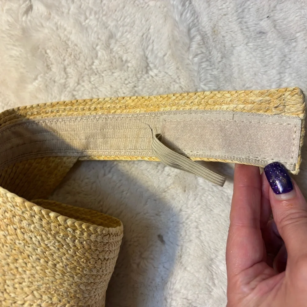 🇺🇸 NEW Visor Tan Woven Hat Straw Fold-Up Travel Beige Sun Protection